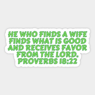 Bible Verse Proverbs 18:22 Sticker